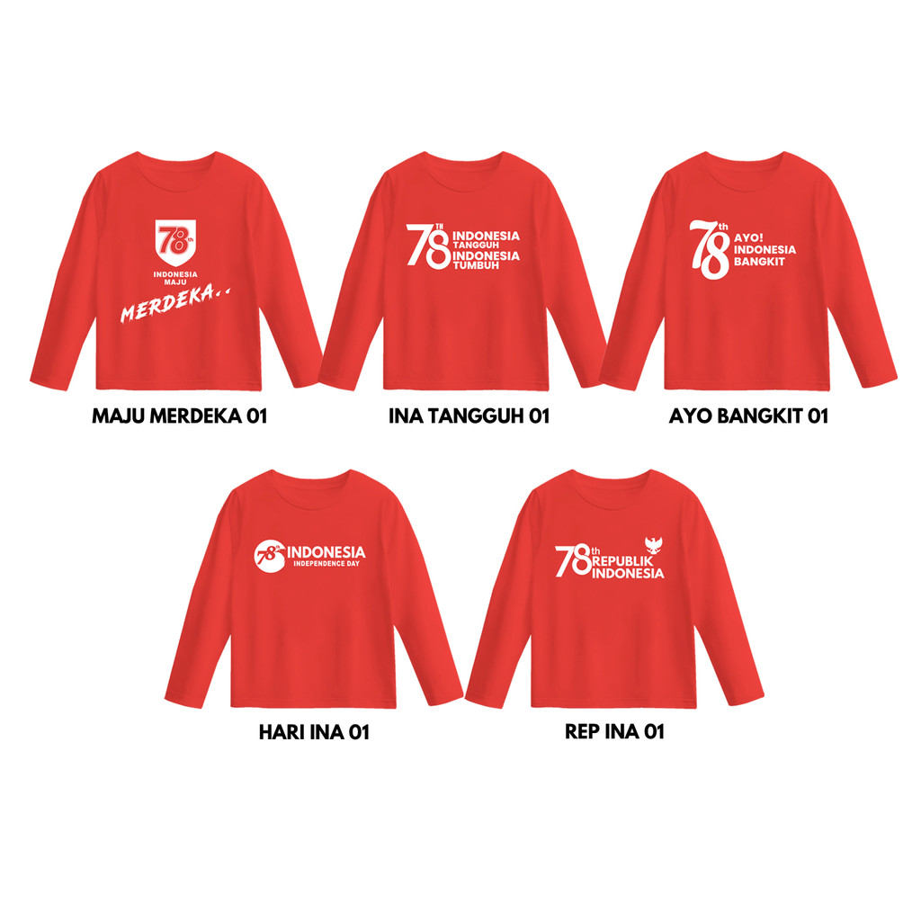 Kaos HUT RI Kemerdekaan kaos Agustusan Indonesia Anak &amp; Dewasa Kaos Couple Agustusan Indonesia Independence Day Merdeka Dirgahayu Hari Kemerdekaan Sign Cloth