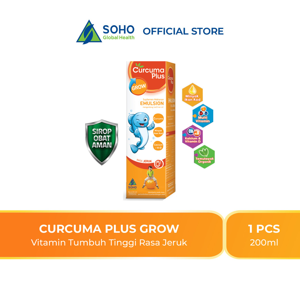 Curcuma Plus Grow Emulsion Suplemen/Vitamin Anak Untuk Pertumbuhan dan Nafsu Makan Anak Rasa Jeruk 200ml