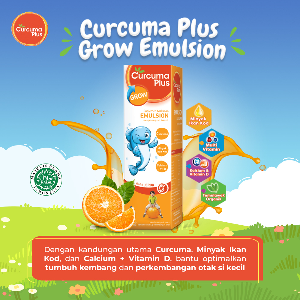 Curcuma Plus Grow Emulsion Suplemen/Vitamin Anak Untuk Pertumbuhan dan Nafsu Makan Anak Rasa Jeruk 200ml