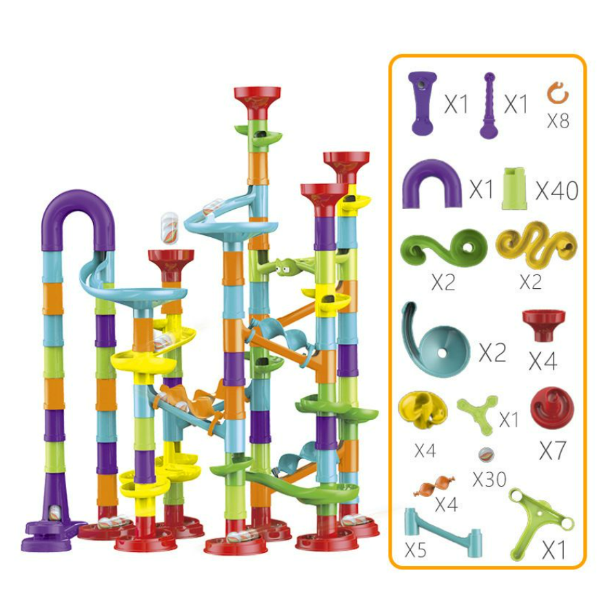 Marble Run Building Blocks 113 Pcs / DIY Set Mainan Konstruksi 3D Maze Ball Roll / Pipa Seluncuran Bola Kelereng CBKS BS