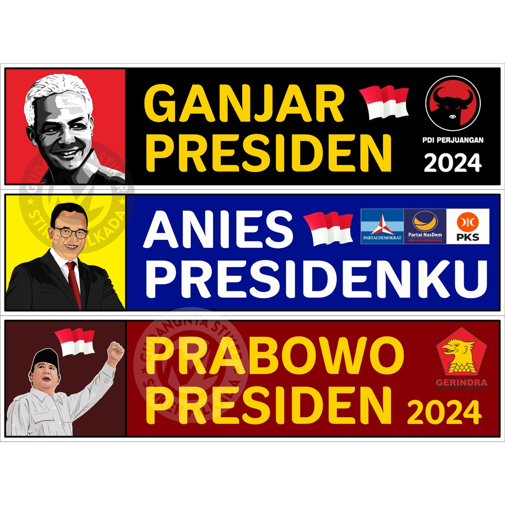 

STIKER VINYL GANJAR, ANIES, PRABOWO (DIJUAL SATUAN)