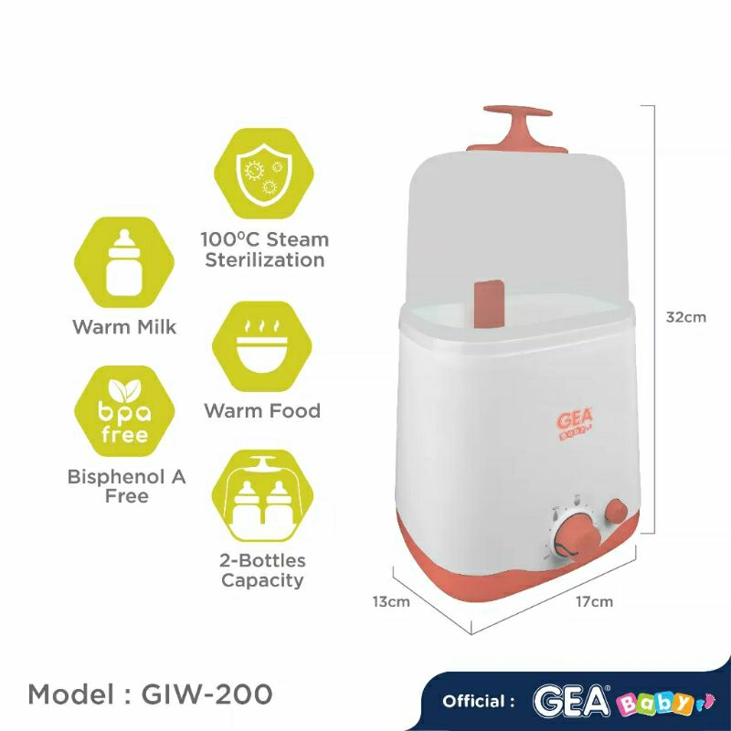 GEA Baby Instant Bottle Warmer &amp; Sterilizer GIW-200 / Penghangat &amp; Steril Botol