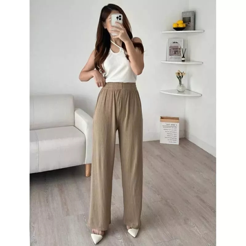 Hornet Pants Celana Kulot Knit Wanita Tebal - Celana Kulot Highwaist-Korean Loose Pants Trousers Wanita