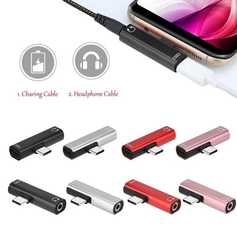 Audio Convertor Metal AUX Splitter Type-C To 3.5mm Adapter Universal USB C Mini Cable Connector Headphone Jack/Multicolor 2in1