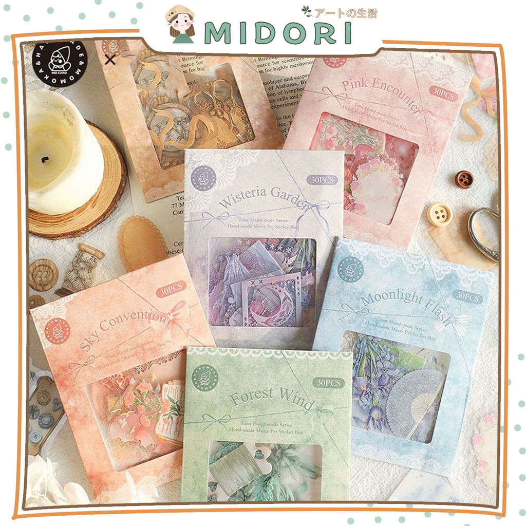 

[MIDORI] 30Pcs TIME HAND - MODE SERIES MATTE Deco Aesthetic PET Sticker Planner DIY Scrapbook - B0408