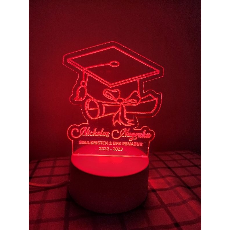PLAKAT Akrilik WISUDA/ PLAKAT SEKOLAH lampu LED