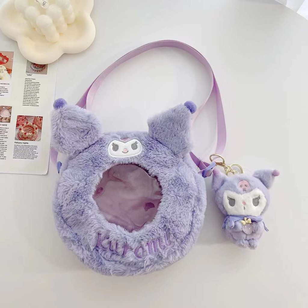 Tas Boneka Sanrio My Melody Kuromi Cinnamoroll Transparan Bentuk Square Bahan Plush