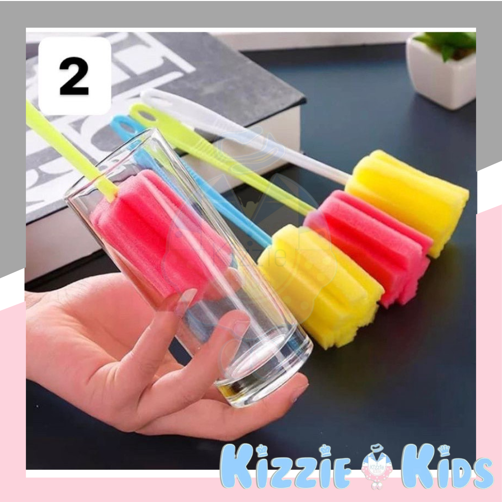 Kizzie Sponge Brush / Sikat Botol Gelas Busa / Cleaner Glass / Sikat Botol Susu Murah