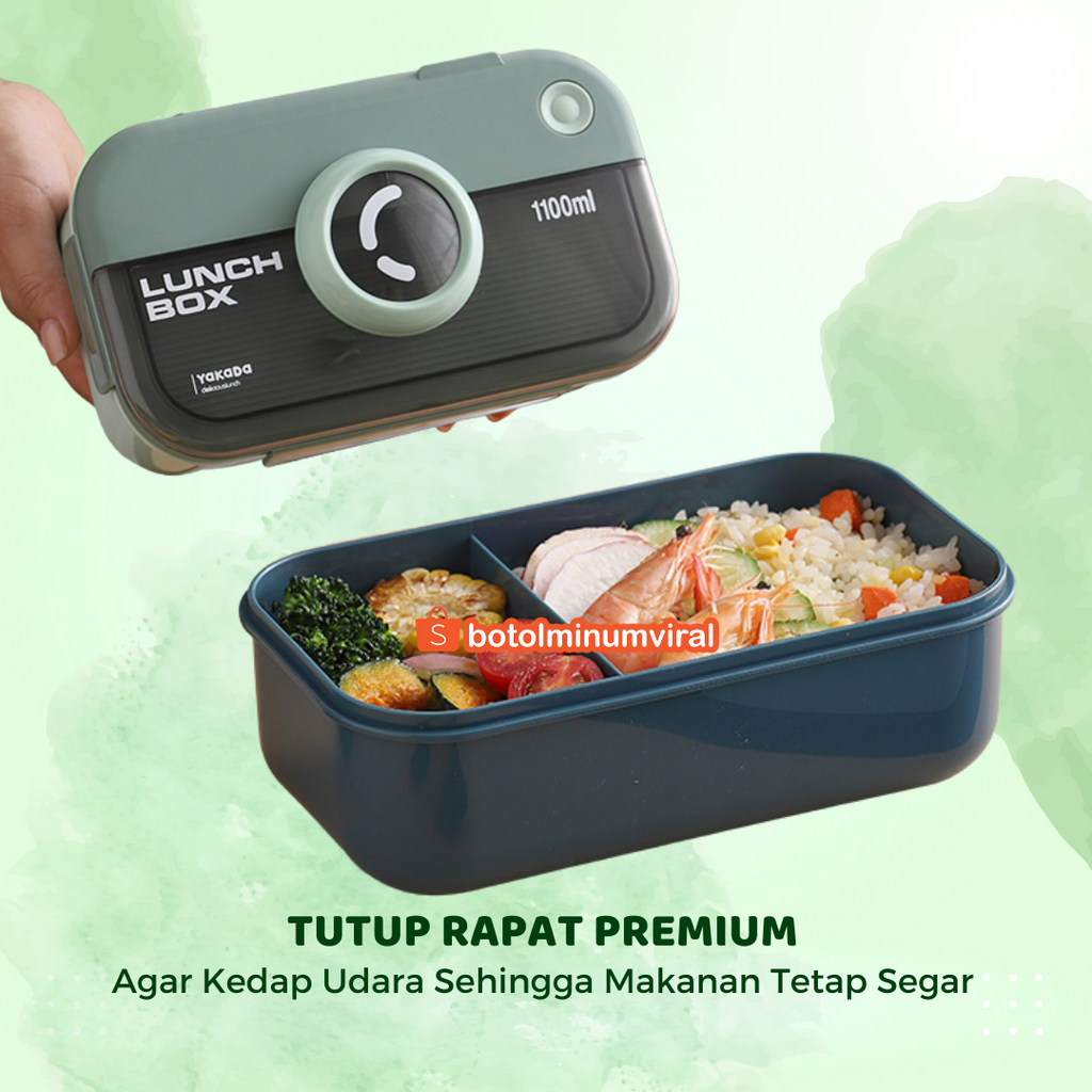 Kotak Bekal Makan Ada Sekat Lunch Box Set 1100 ml Anti Tumpah BPA FREE