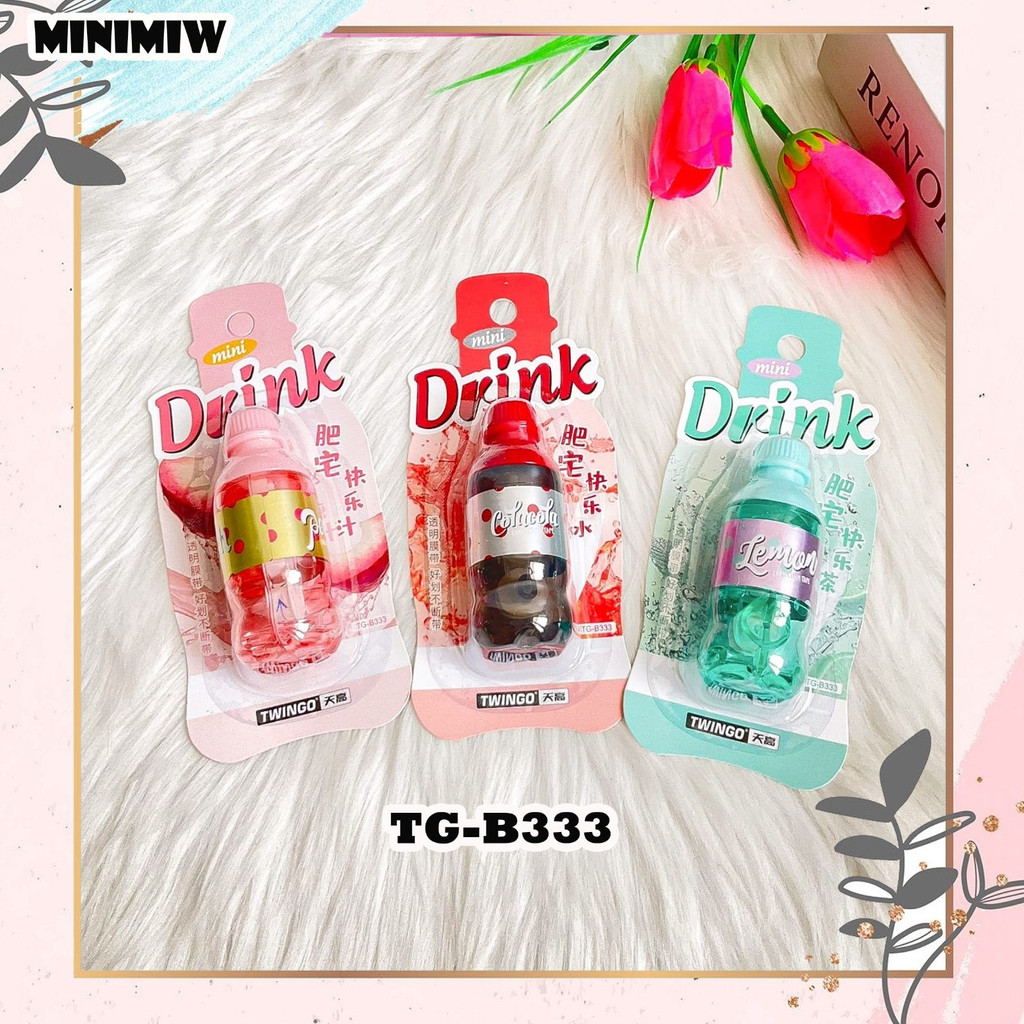 &quot;CORRECTION TAPE ROLL DRINK COLA TIPE-X TWINGO TG-B333 MINUMAN BERSODA PENGHAPUS PULPEN WARNA WARNI PASTEL  ALAT TULIS UNIK&quot;