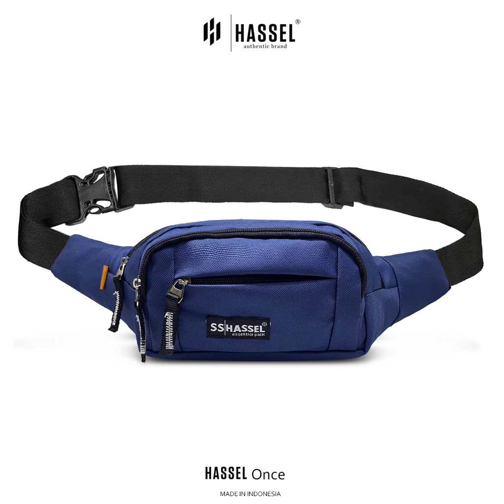 Tas Pinggang HASSEL ONCE - Tas Selempang Pria Wanita / Tas Bahu / Tas Waistbag - Hitam