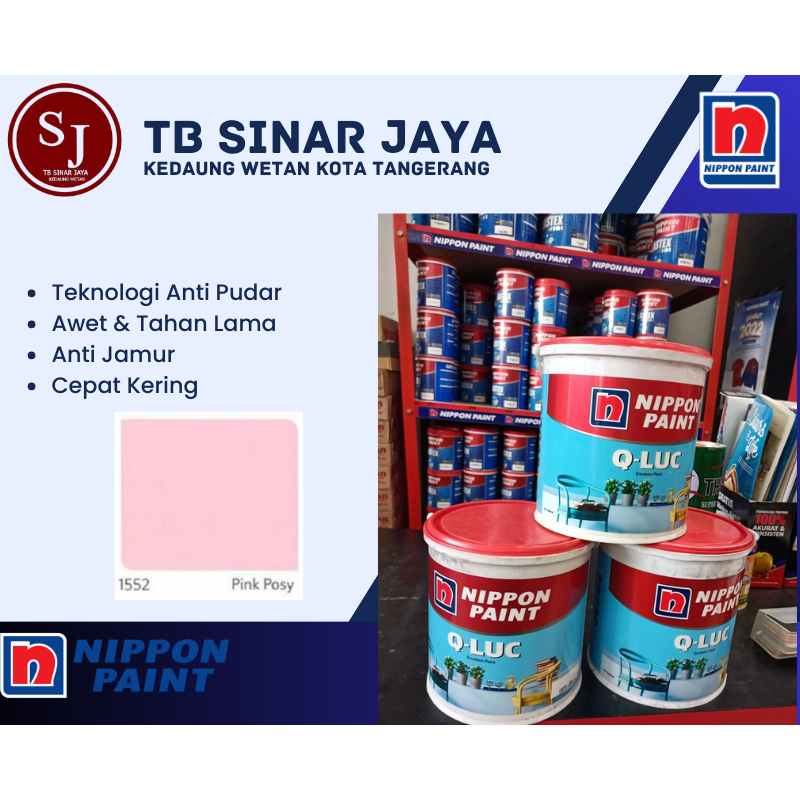 Cat Tembok Interior Qluc Cat Tembok Warna Nippon Paint Galon 5kg 5 Liter 1552 Pink Posy