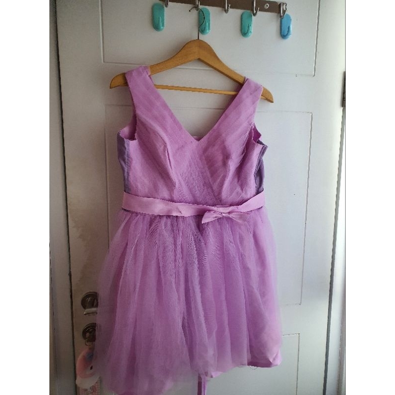 dress pesta warna lilac 028