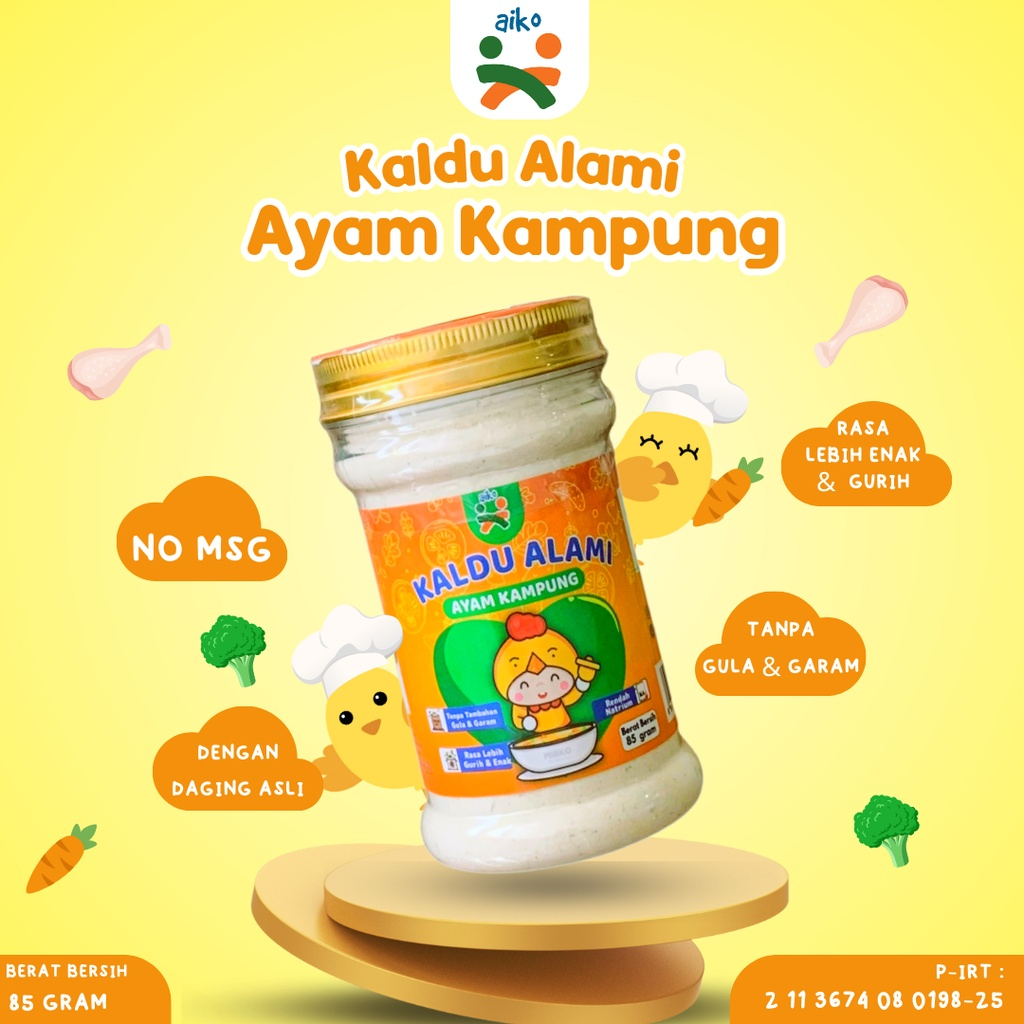 Aiko Kaldu Bubuk Alami Bumbu Penyedap Rasa Non MSG Rasa Ayam Kampung 85g