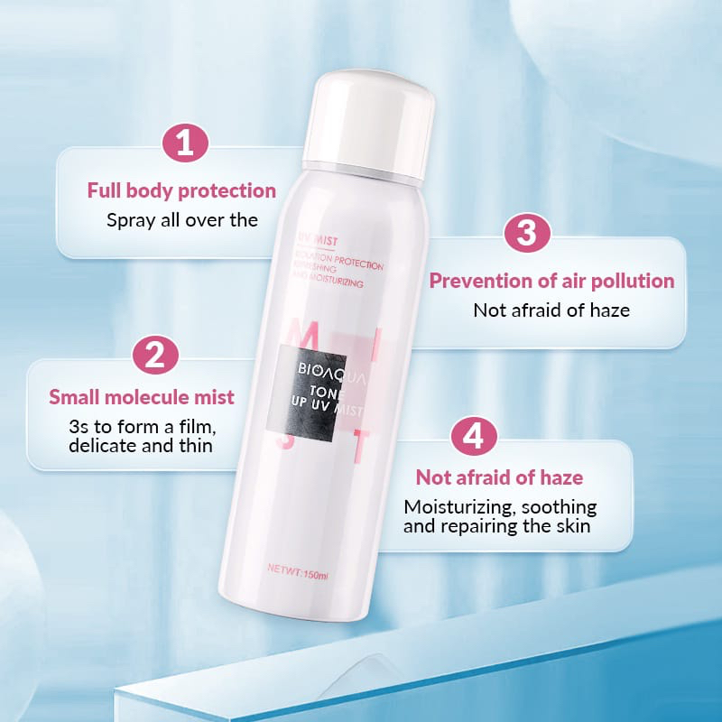 BIOAQUA Tone Up UV Mist Indonesia / Spray 150ml / Isolation Protection Refreshing And Moisturizing / Nourishing Hydrating Refrshing / Melembabkan Menyegarkan / Skincare Face Body Care / Treatment Perawatan Wajah Tubuh Badan / Sunscreen UVA UVB Sun Shield