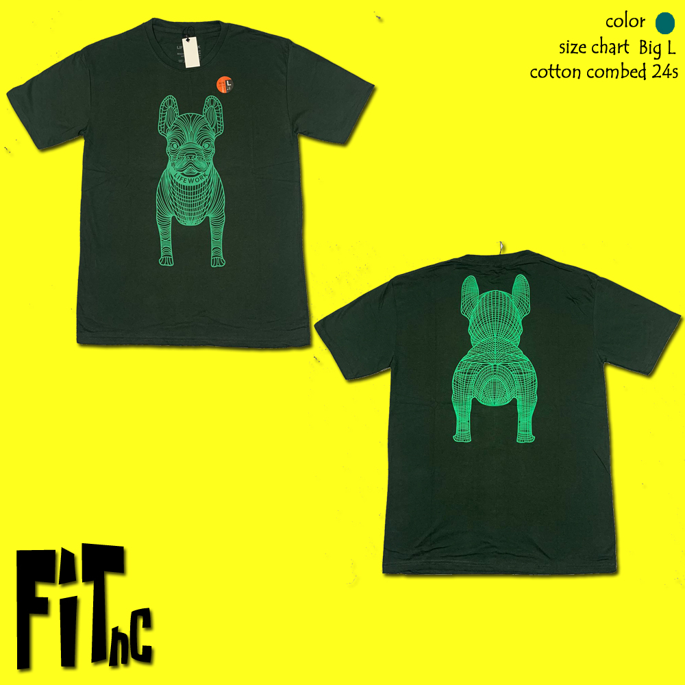 Kaos Lengan Pendek Bulldog Hijau Neon