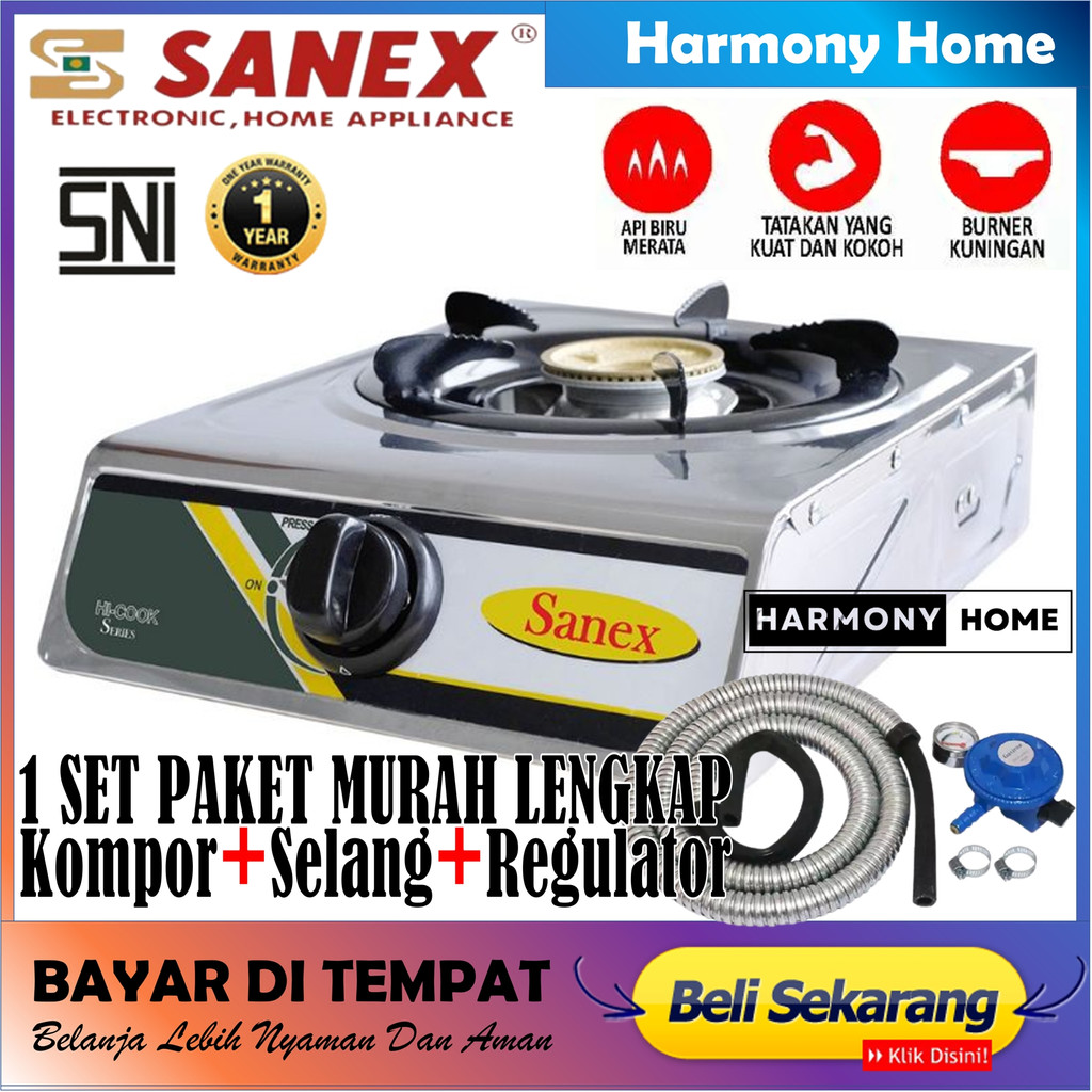 Kompor Gas SANEX 1 Tungku FREE(+) SELANG REGULATOR 100% ORIGINAL GRATIS ONGKIR BAYAR DI TEMPAT ( COD )