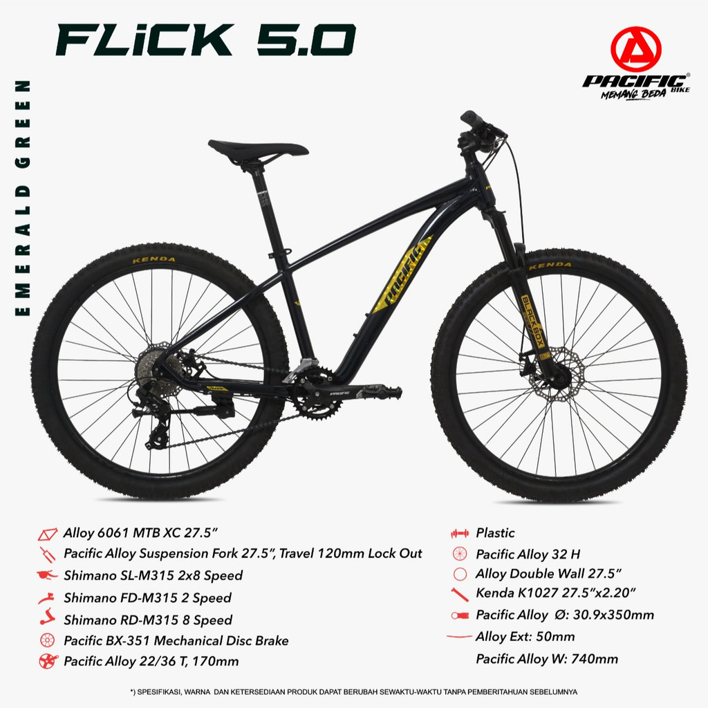 SEPEDA GUNUNG PACIFIC 27.5 INCH MTB FLICK 5.0 (2X8 MD)