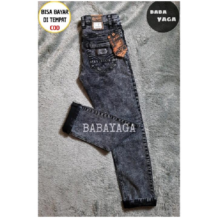 CELANA JEANS PRIA PANJANG JEANS HITAM SNOW