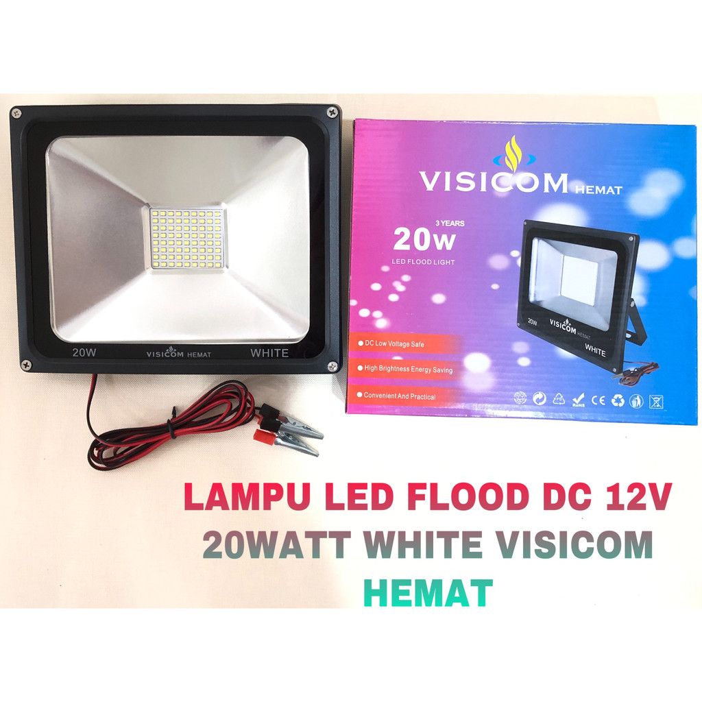 lampu sorot tembak / Lampu LED Flood Light DC 12V 20 Watt White Hemat Visicom