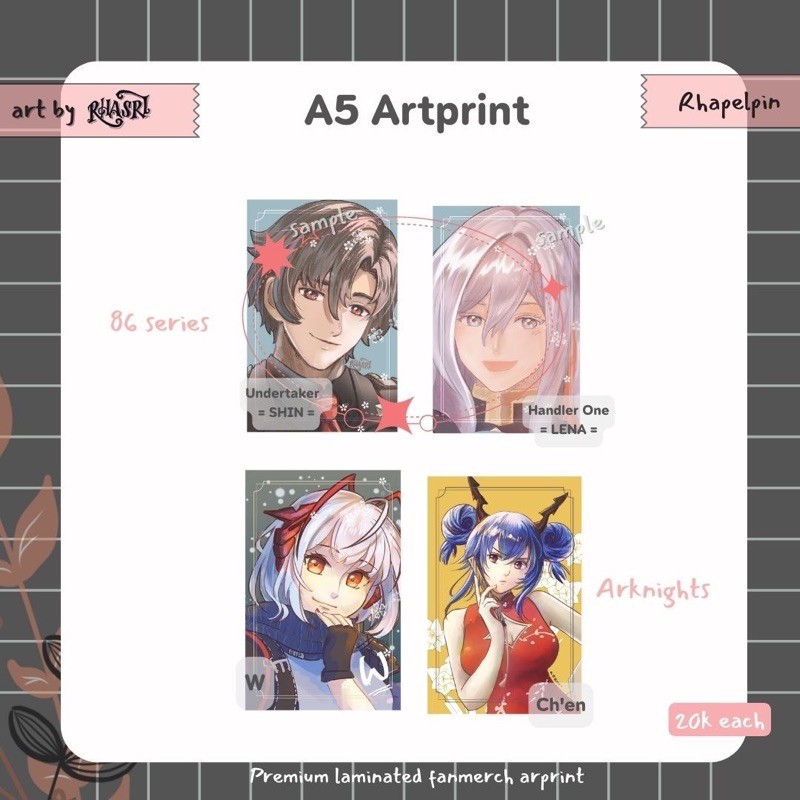 artprint hologram anime 86 arknights chen w shin lena hologram poster artprint A5