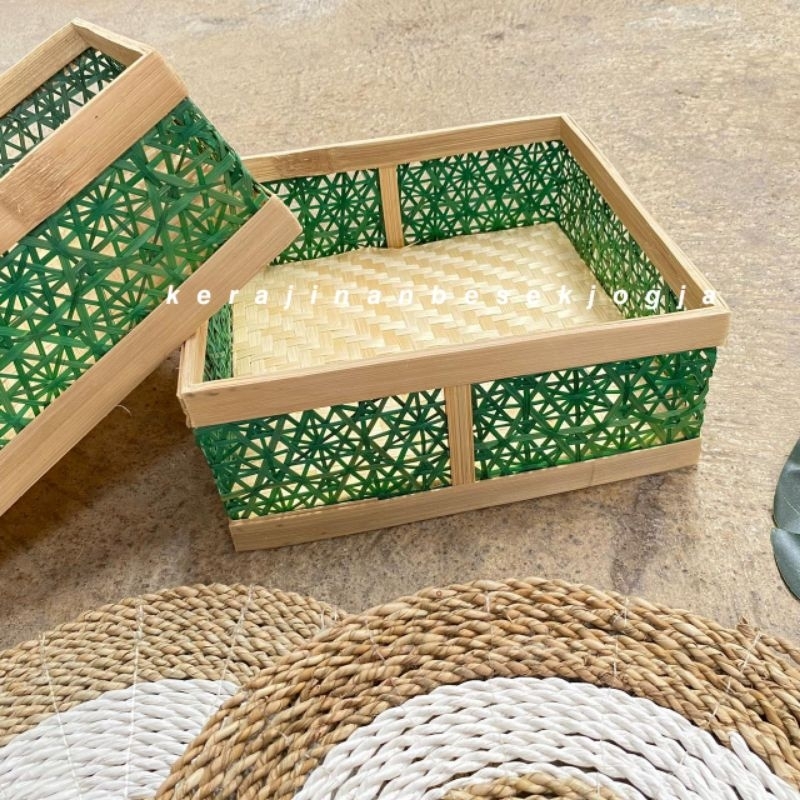 KOTAK HEXAGONAL SERIES GREEN  TANPA TUTUP / hantaran bambu box truntum hexagonal warna kotak hantara