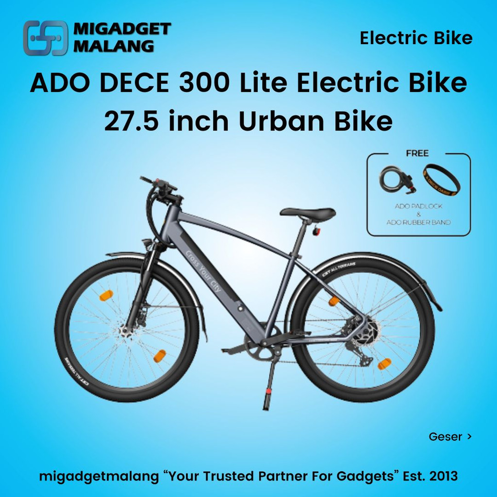 Sepeda Listrik ADO DECE 300 Lite Electric Bike Shimano 7 Speed