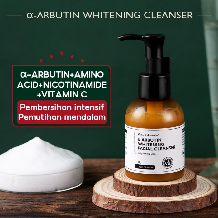 VIBRANT GLAMOUR α-Arbutin Pemutih Wajah Pembersih 100g Whitening Facial Cleanser Asam Amino Vitamin C Deep Cleansing