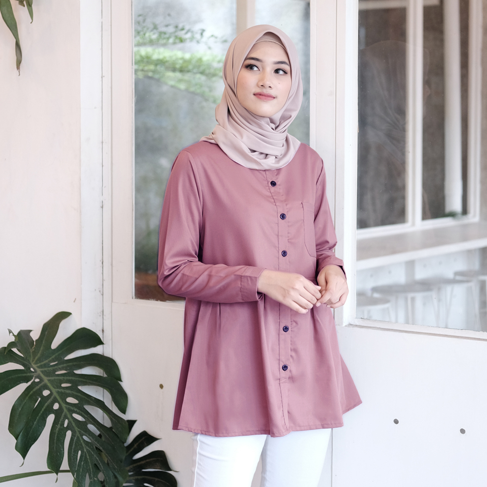 COD - M, L, XL, XXL - ORIGINAL Ayesa Top SKU ke 1 - Pakaian Kemeja Kerja Wanita by Hijab Mamah icis