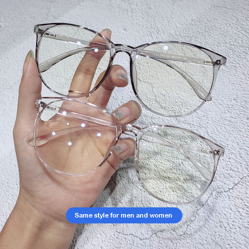 COD❤️Kacamata Wanita Korea Anti Radiasi Blue Light Transparan Bentuk Bulat Gaya Retro Eyeglasses Fashion