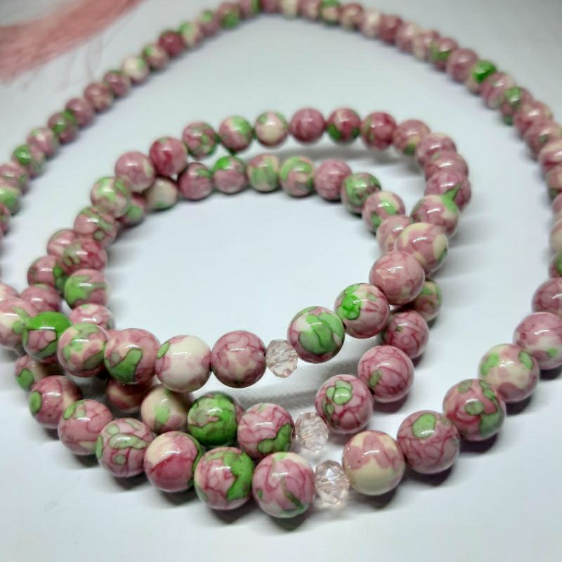 TASBIH BATU PIRUS PINK 8MM 108BUTIR ORIGINAL