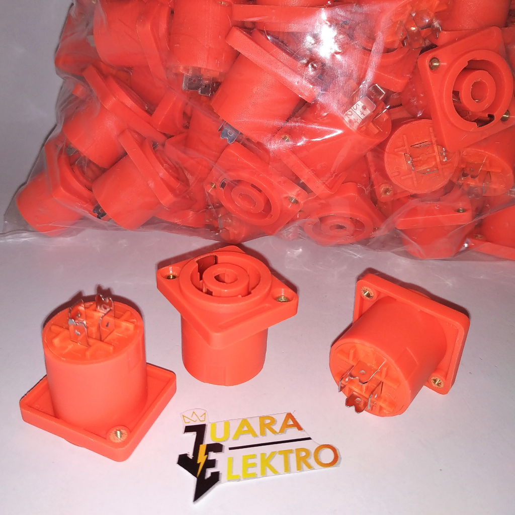 Socket Speacon Orange 4 PIN | Soket Spikon Warna Orange 4 PIN + Drat Kuningan