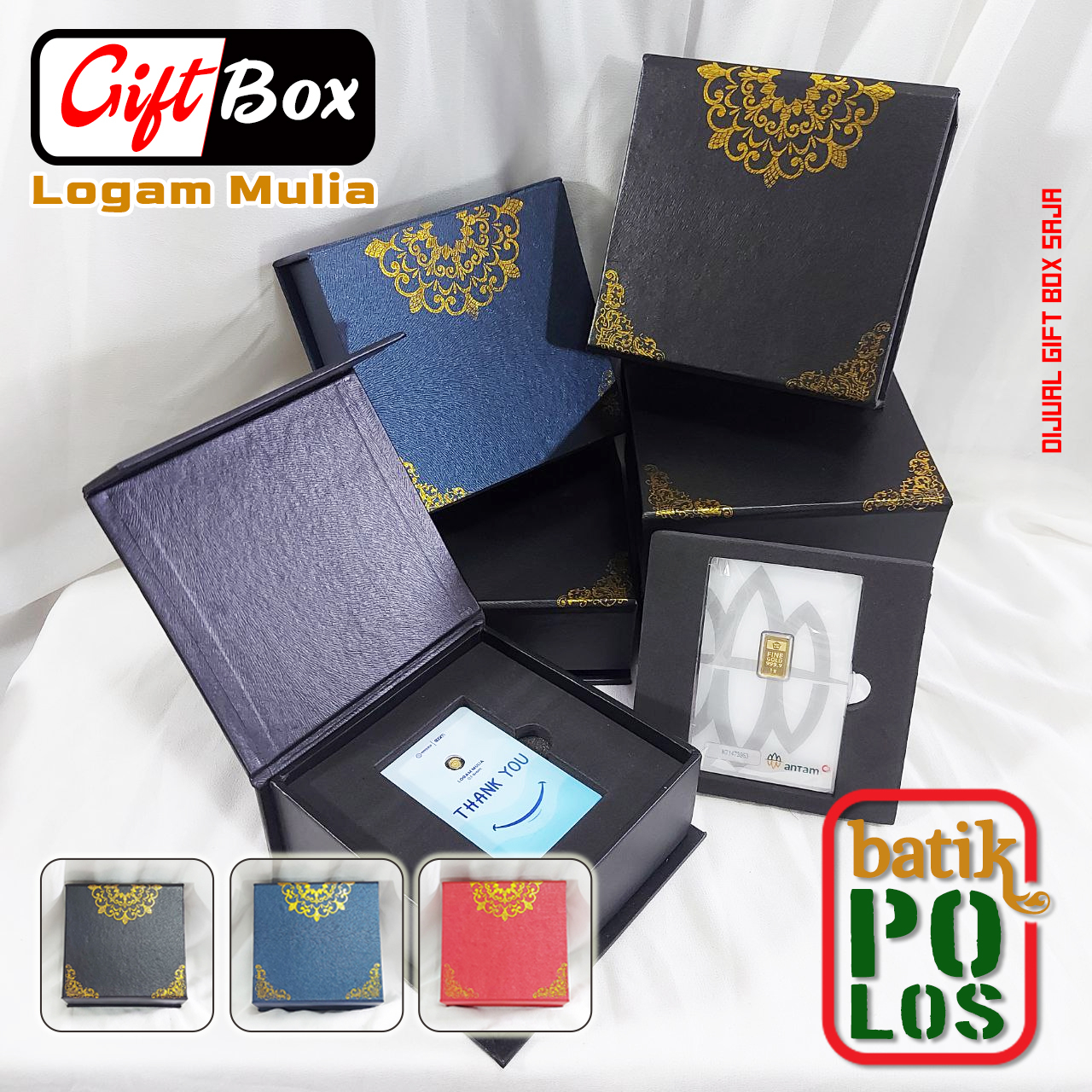 

Gift Box Emas LM Batik Polos untuk Berbagai Brand Logam Mulia - Kotak Hadiah Emas