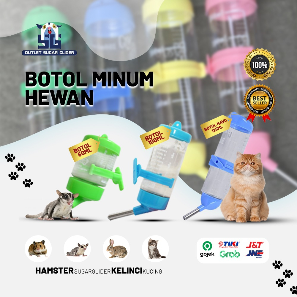 BOTOL MINUM PET DRINK SUGAR GLIDER / KELINCI / GERBIL / HAMSTER / KUCING