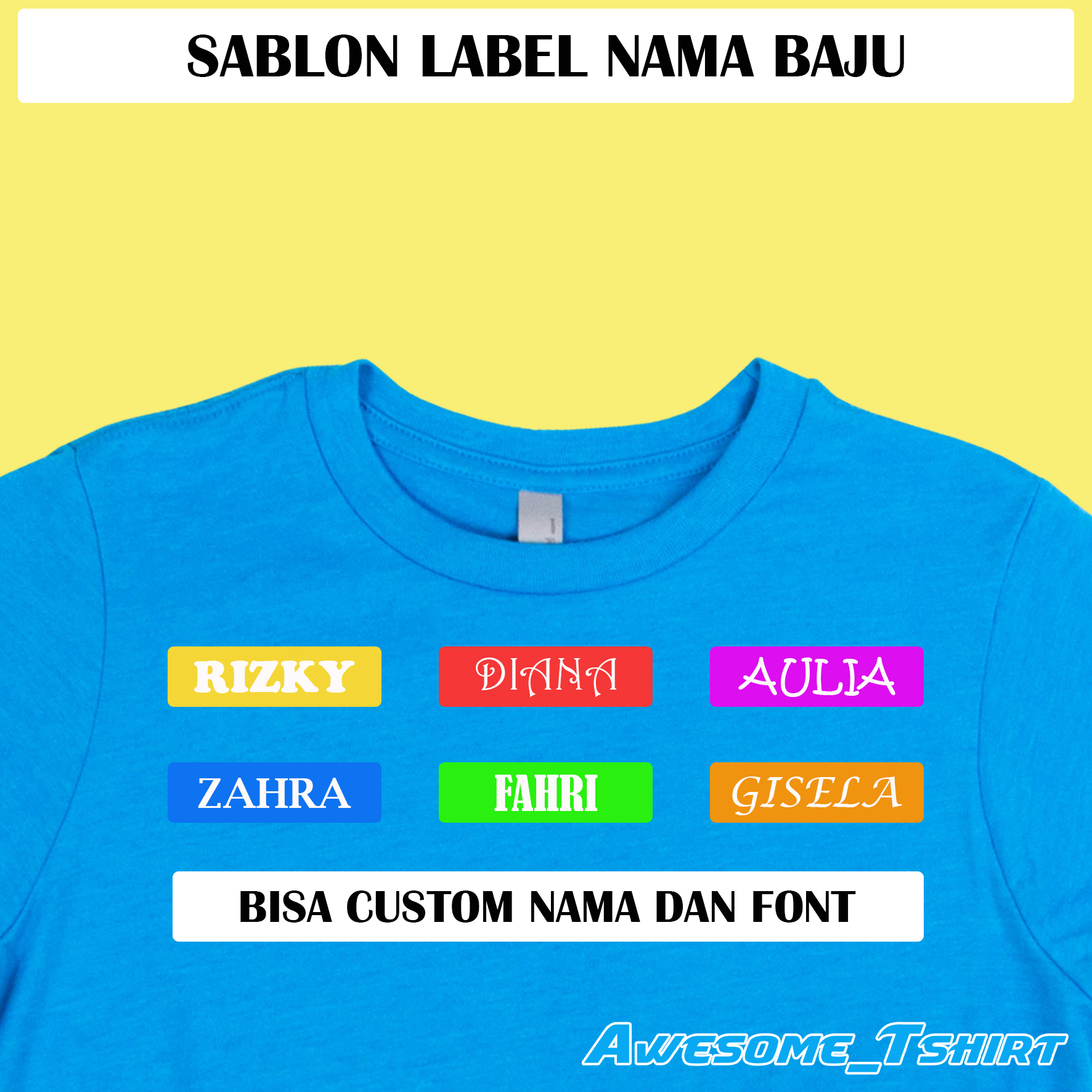Stiker Sablon DTF Label Nama Baju Anak Sekolah | Pesantren | Name Tag Laundry| Sticker Sablon Setrik