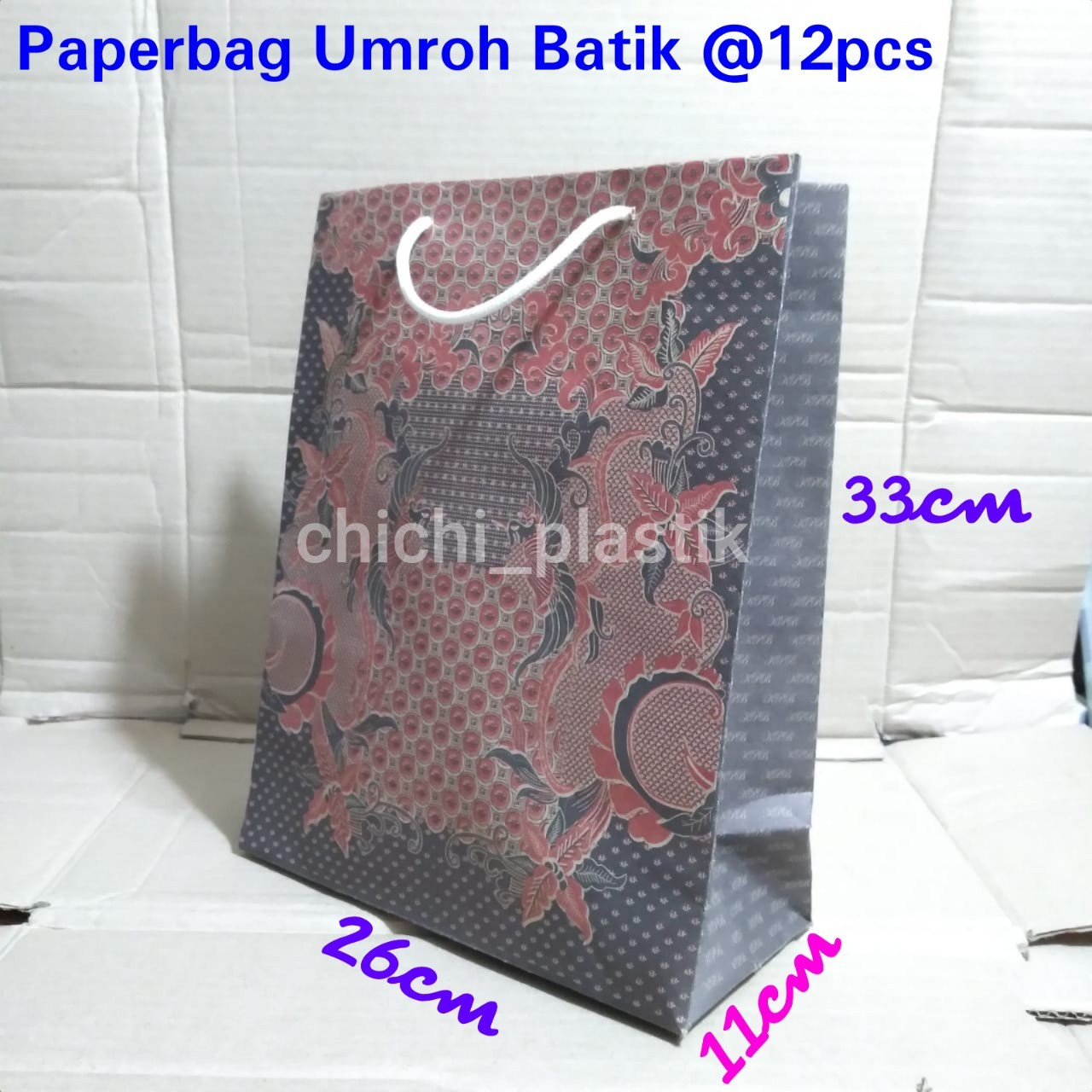 Isi 12pc Paperbag umroh batik lusinan / tas kertas motif batik 26 x 33 / tas kertas batik / paperbag