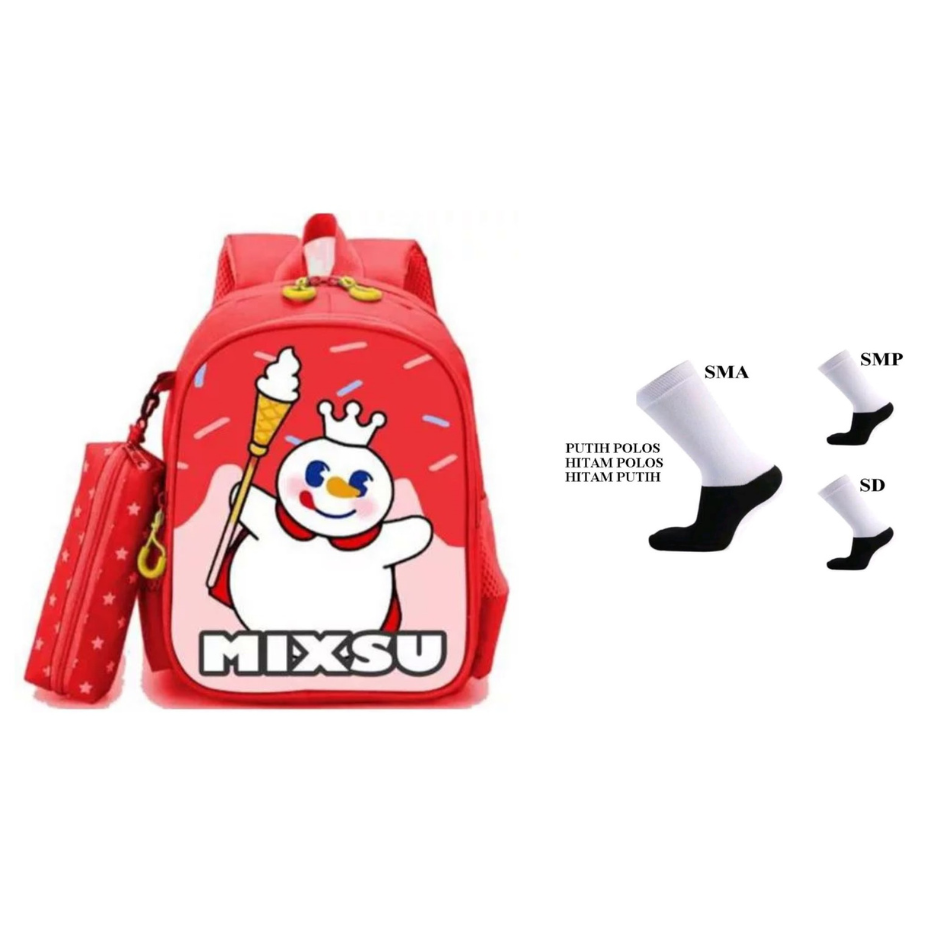 ARMELIA SHOP Tas sekolah anak laki laki dan perempuan tas anak mixsu FREE KAOS KAKI