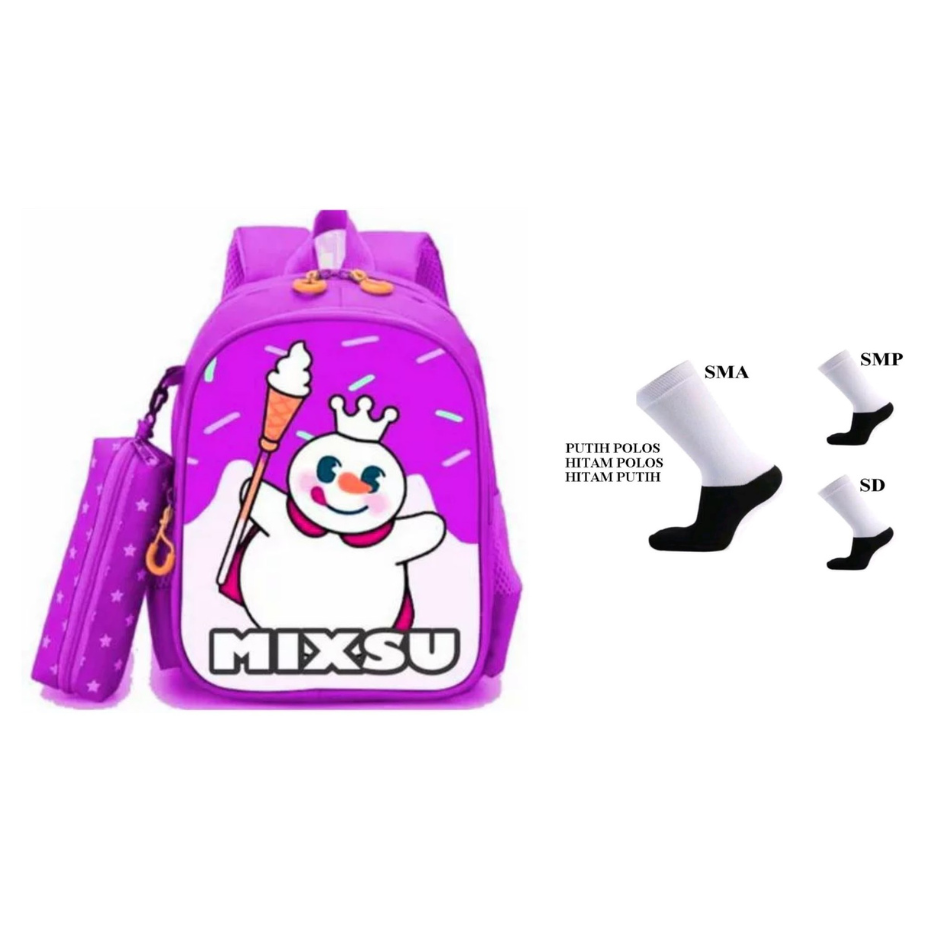 ARMELIA SHOP Tas sekolah anak laki laki dan perempuan tas anak mixsu FREE KAOS KAKI