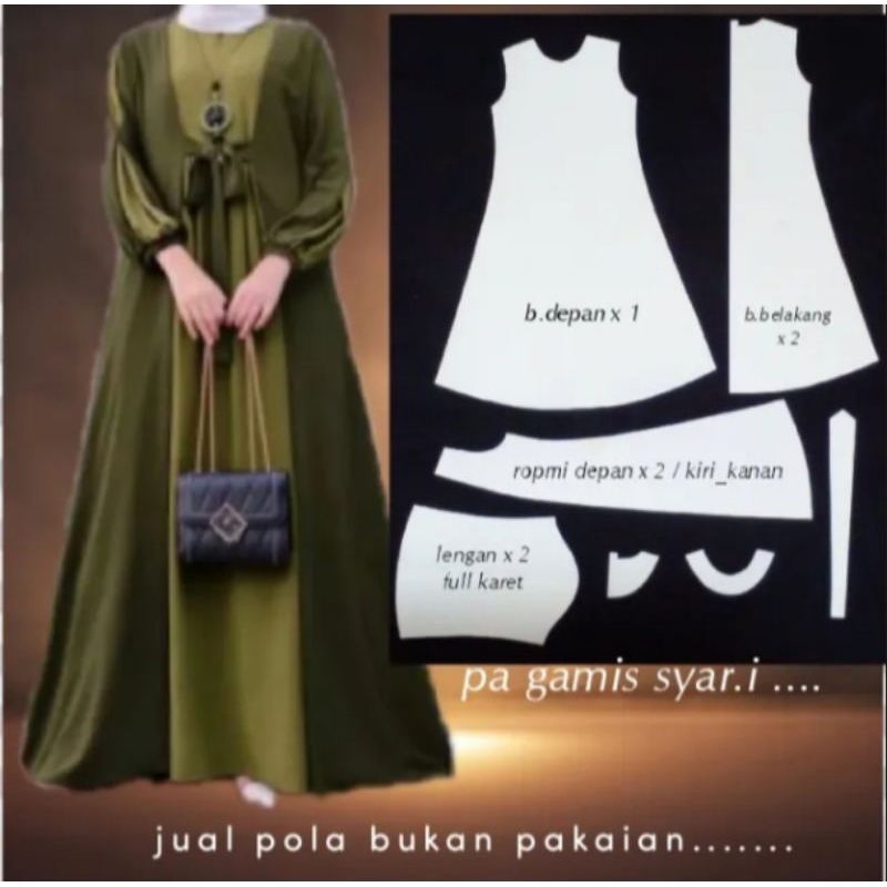 pola gamis kekinian.pola gamis murah. pola dasar gamis. jasa pola id