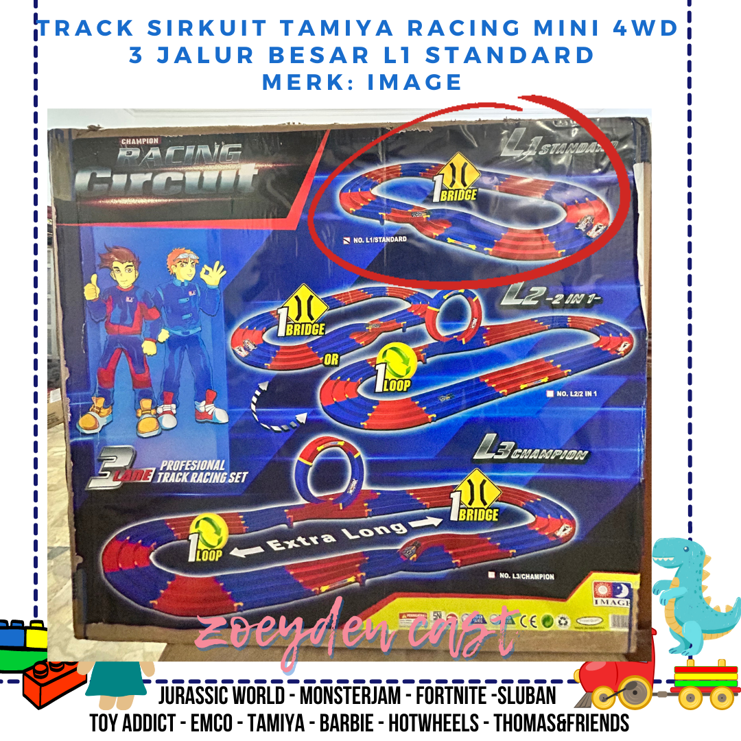 Track Sirkuit Tamiya Racing Mini 4WD 3 Jalur Besar L1 standard