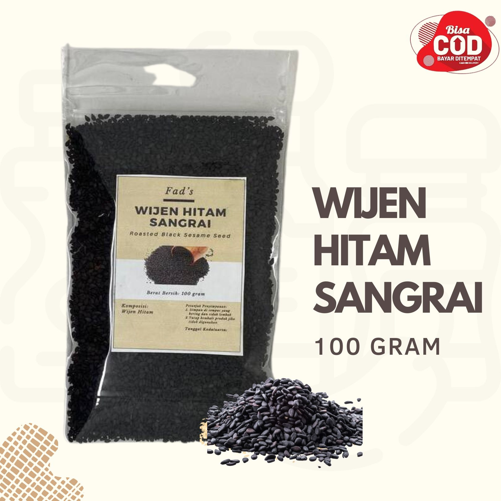 Wijen Hitam 100gr - Wijen Hitam Sangrai 100gr - Wijen Putih 100gr - Wijen Putih Sangrai 100gr