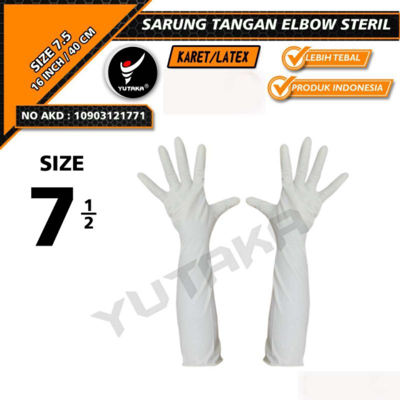 SARUNG TANGAN Elbow OBGYN GYNECOLOG steril Size 7,5 isi 10 psg