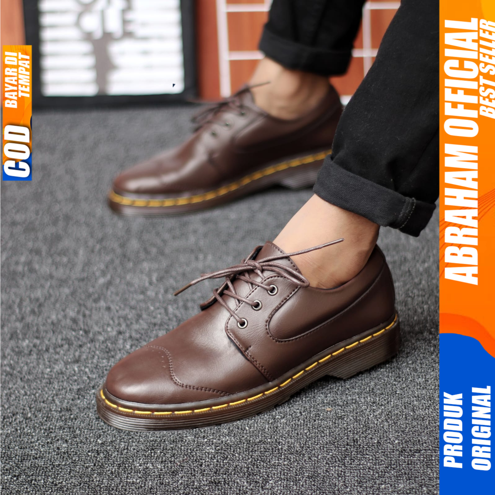 Sepatu Formal Pria Docmart Casual Kulit Pu Hitam Pantofel Pria Kerja