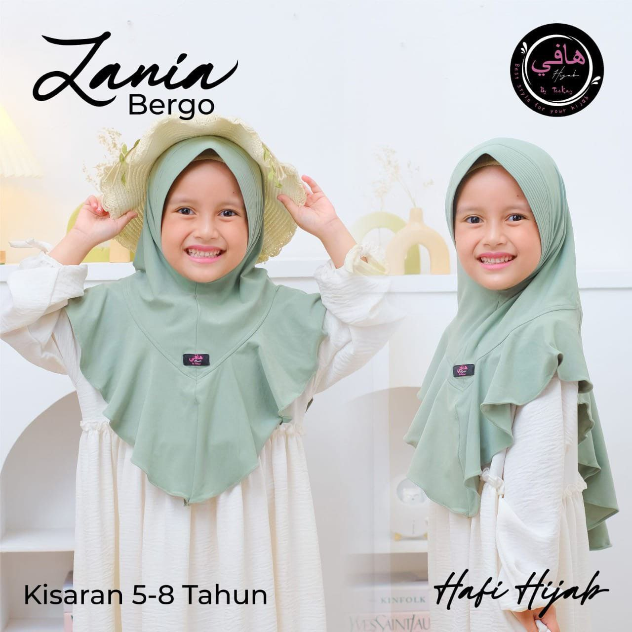 AfsheenaStore Bergo Zania By Hafi/ Jilbab Anak