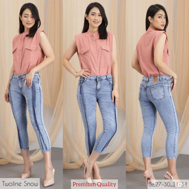 celana jeans wanita jeans 7 9 twoline Jins riped import terbaru kekinian highwaist sobek distro impo