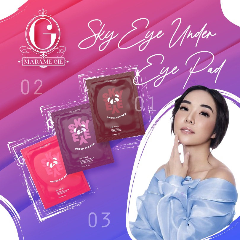 MADAME GIE Sky Eye Under Pads Indonesia / Masker Mata 7.5g / Mencerahkan Mencegah Garis Halus / Dark Circle Moisturize Eyes / Kerutan Panda Kantung Gelap Anti Aging Penuaan Dini / 01 02 03 / Skincare Care / Treatment Perawatan Kulit / Serum Mask Gel Cream