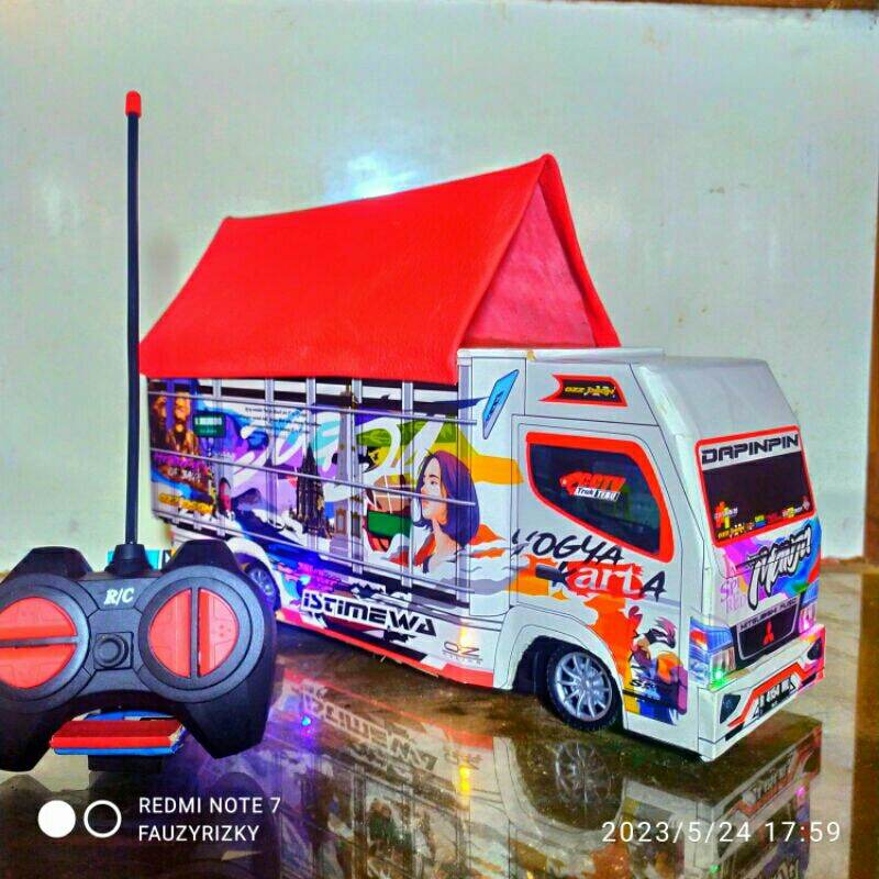 MINIATUR TRUK OLENG REMOT CONTROL PALING MURAH FULL LAMPU DAN TERPAL