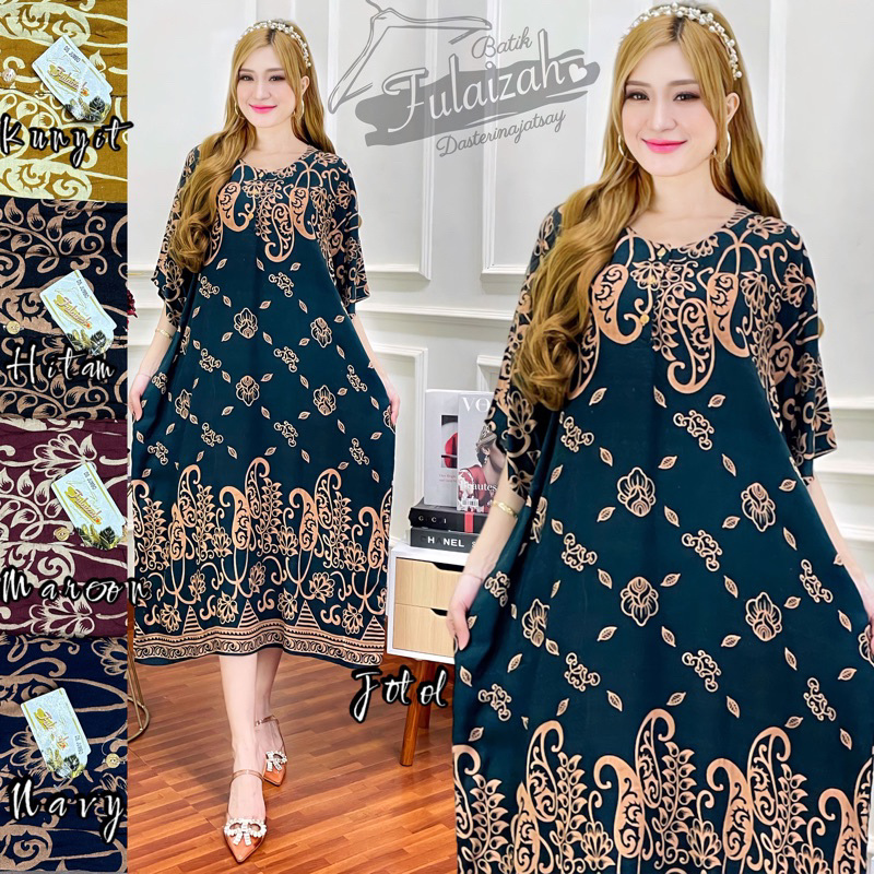 Daster Panjang Jumbo Alisa Se Lutut | Daster Kekinian Bumil Busui Friendly Kancing depan Murah Bahan Rayon Adem