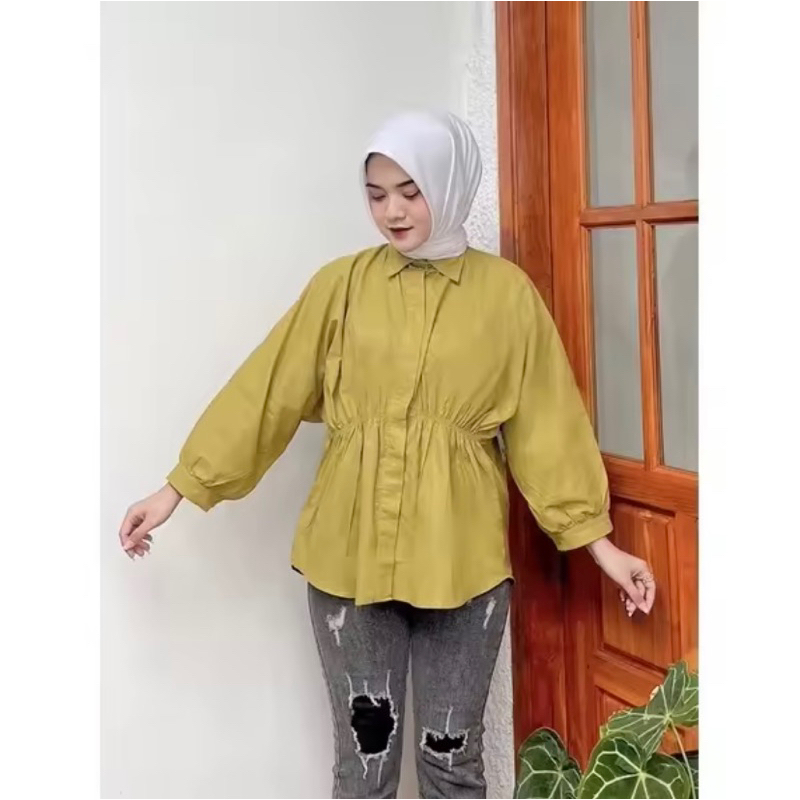 Alya Shirt - Atasan Wanita - Kemeja Kerut Depan - Kemeja Wanita - Atasan Wanita Oversize