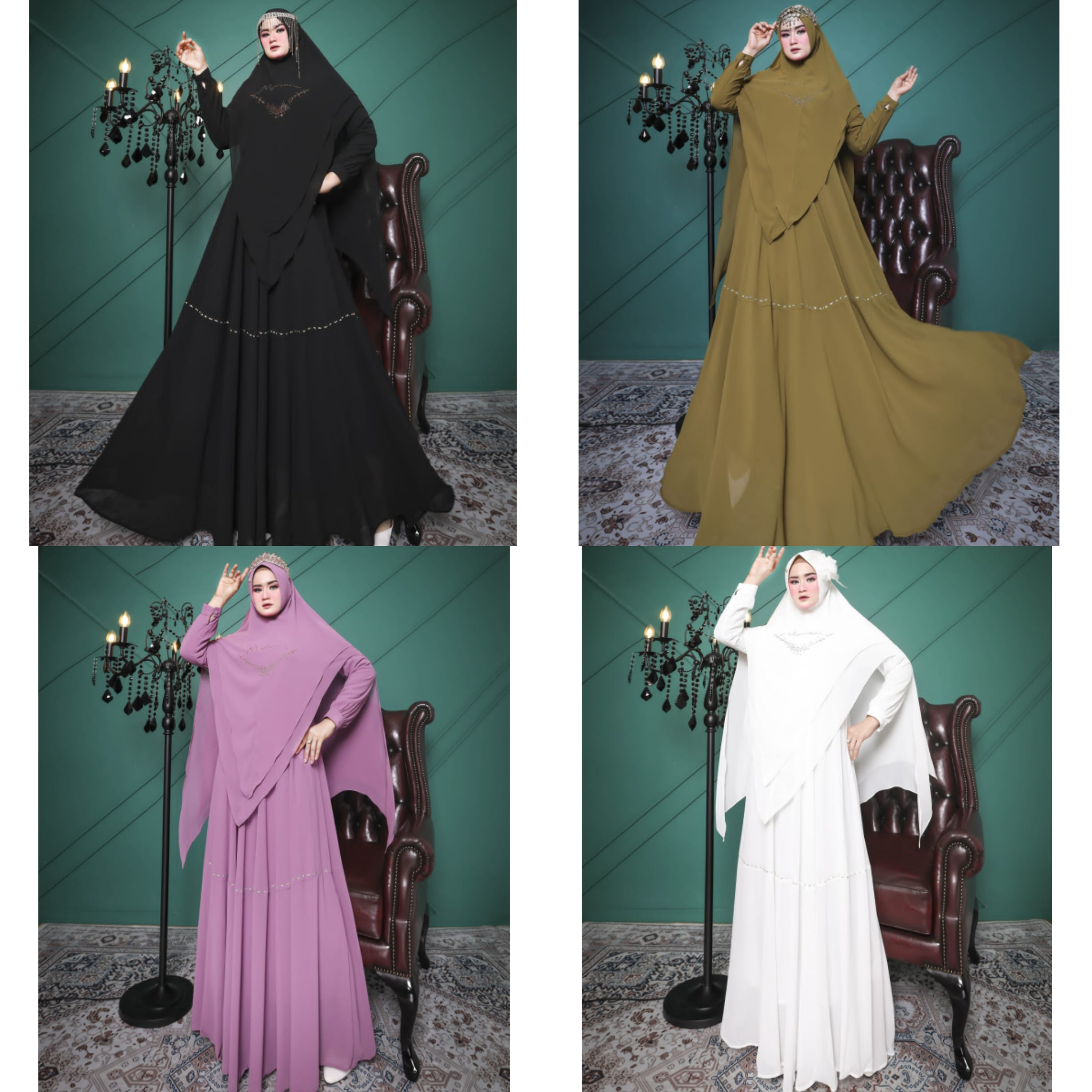GAMIS SYARI POLOS PREMIUM MUTIARA THE SERIES WARNA POLOS ORIGINAL BY MARIANI FASHION